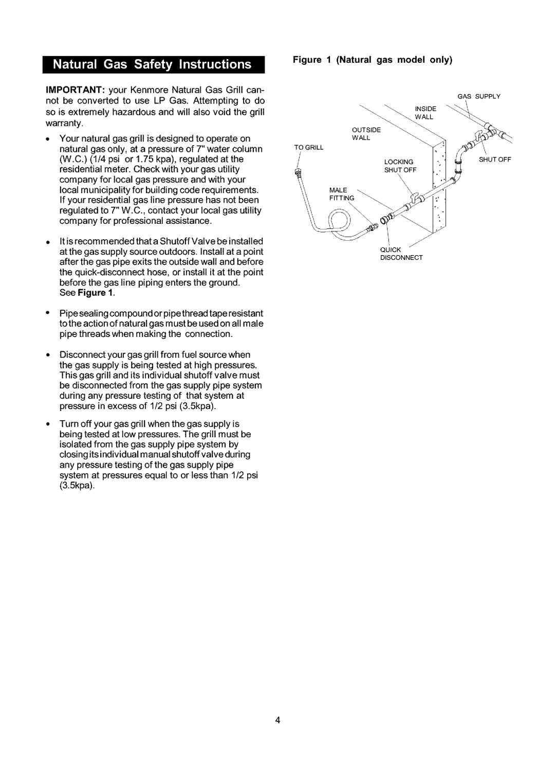 Kenmore 141.173373, 141.153373 owner manual Natural gas model only 