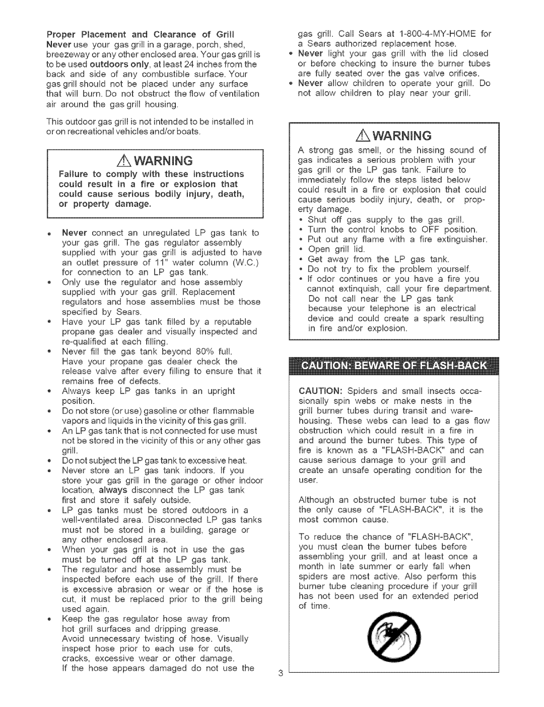 Kenmore 141.1664, 141.1764 owner manual Proper Placementand Clearanceof Gritl, Air aroundthe gasgrill housing 