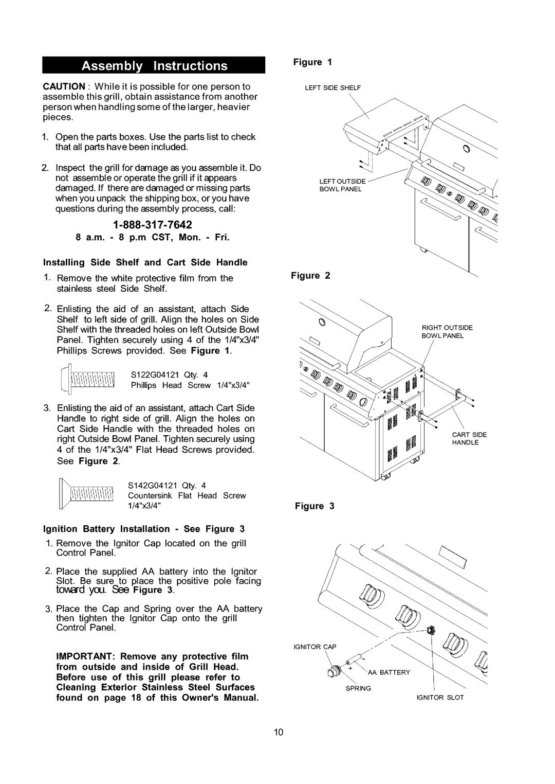 Kenmore 141.17681, 141.16681 owner manual $122G04121 Qty Phillips Head Screw 1/4x3/4 