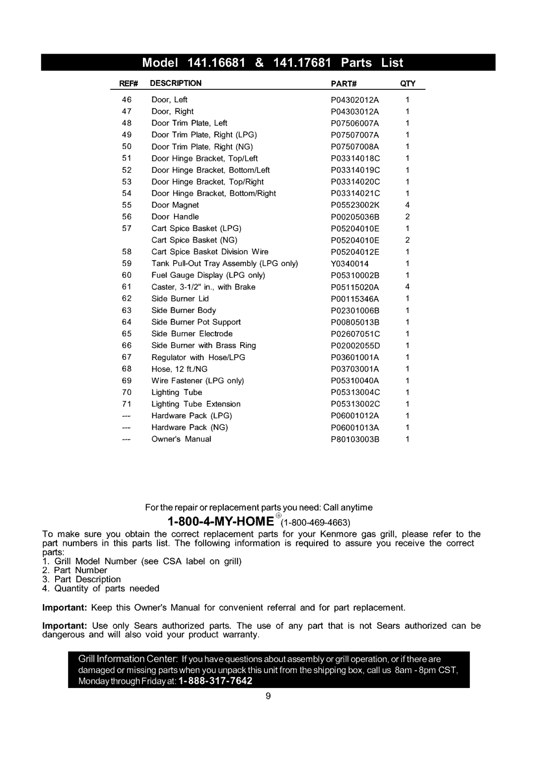 Kenmore 141.16681, 141.17681 owner manual My-Home 