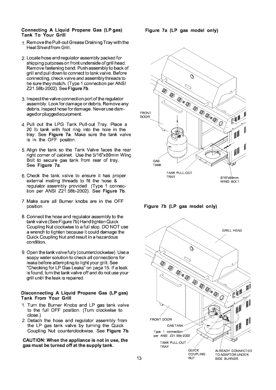 Kenmore 141.16691, 141.17691 owner manual Connecting a Liquid Propane Gas LPgas Tank To Your Grill, See a 