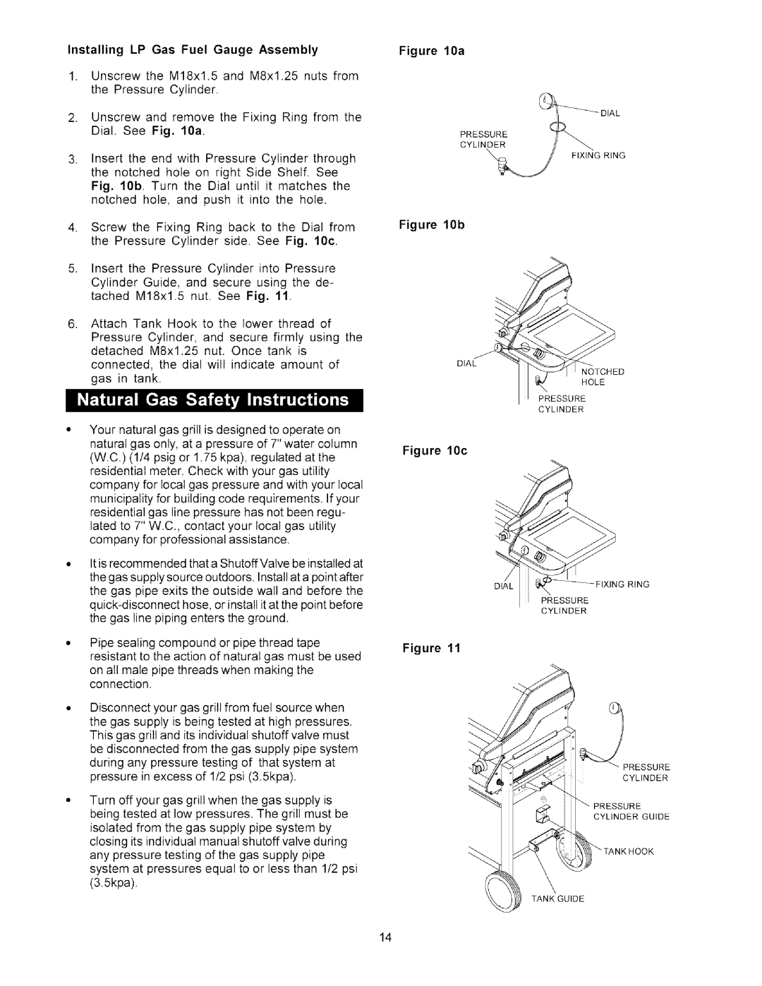 Kenmore 141.1786, 141.1686 owner manual Installing LP Gas Fuel Gauge Assembly, Figure lOa 