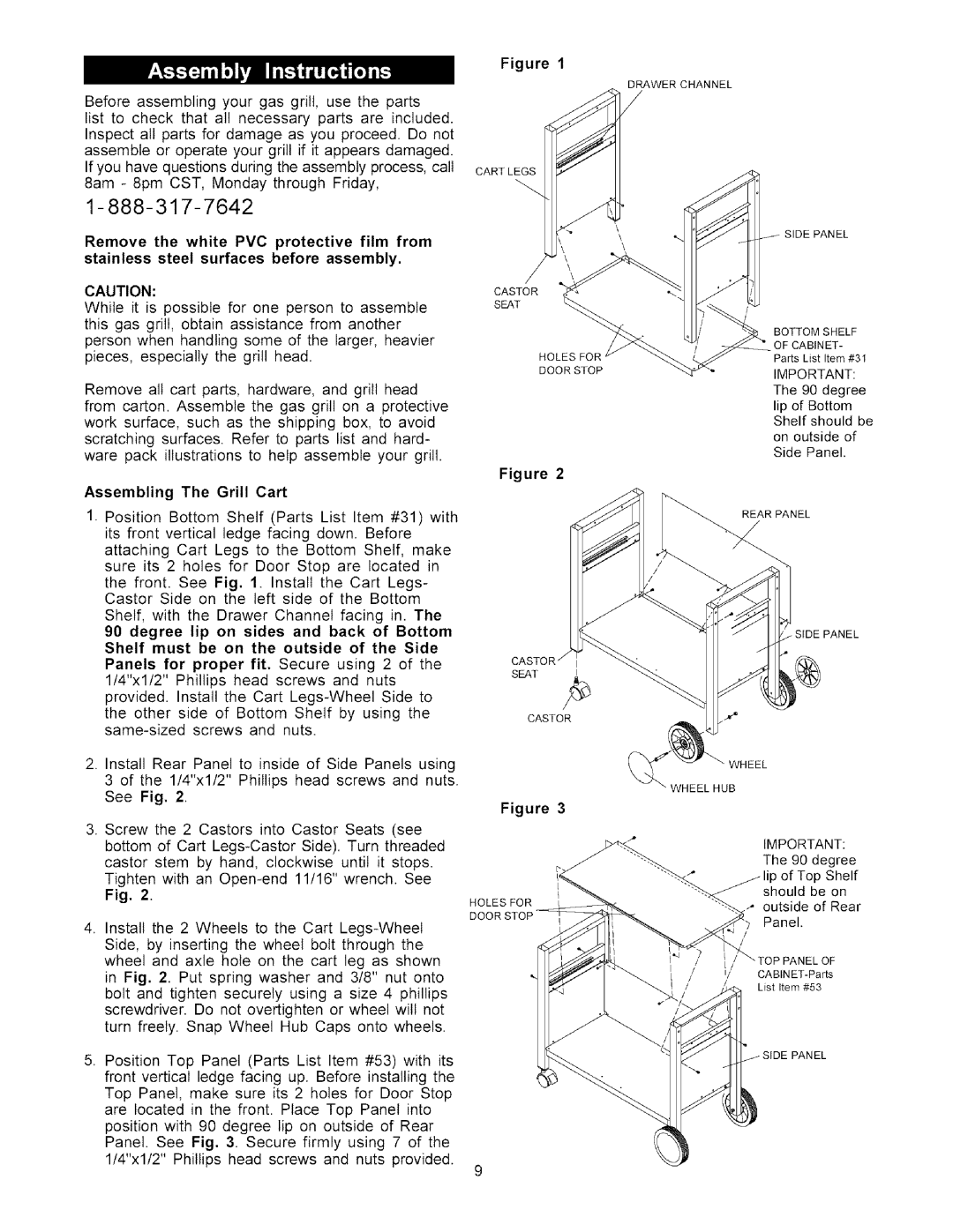 Kenmore 141.1686, 141.1786 owner manual Beforeassemblingyourgasgrill,usethe parts, Assembling The Grill Cart 