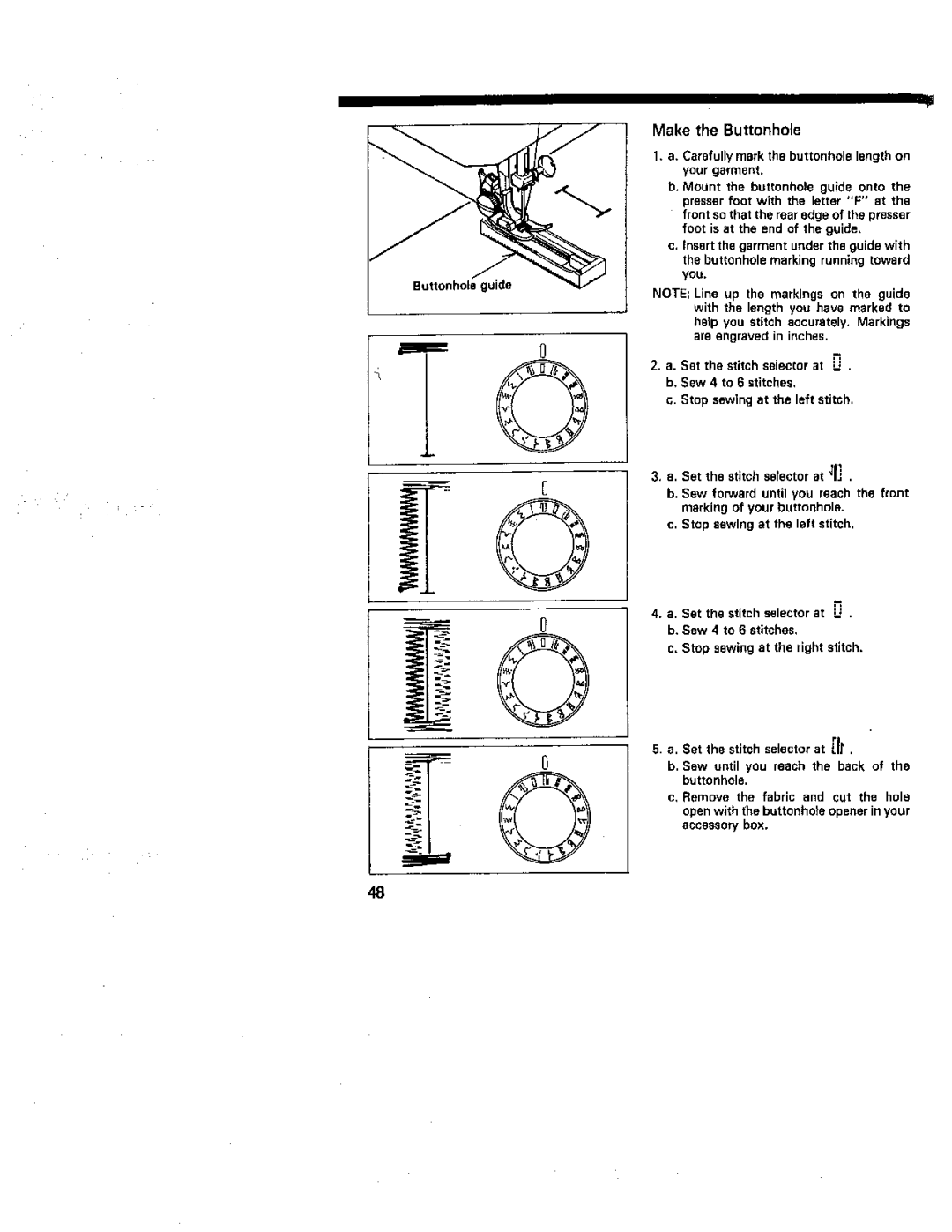 Kenmore 10101, 14502, 14501, 14572, 14401, 12621, 14571, 11101, 12551 owner manual Make the Buttonhole 