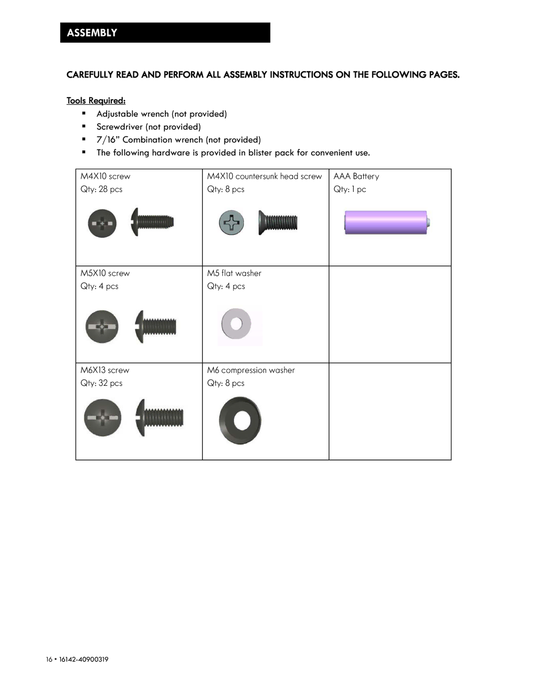 Kenmore 146.1614221 manual Tools Required, AAA Battery 