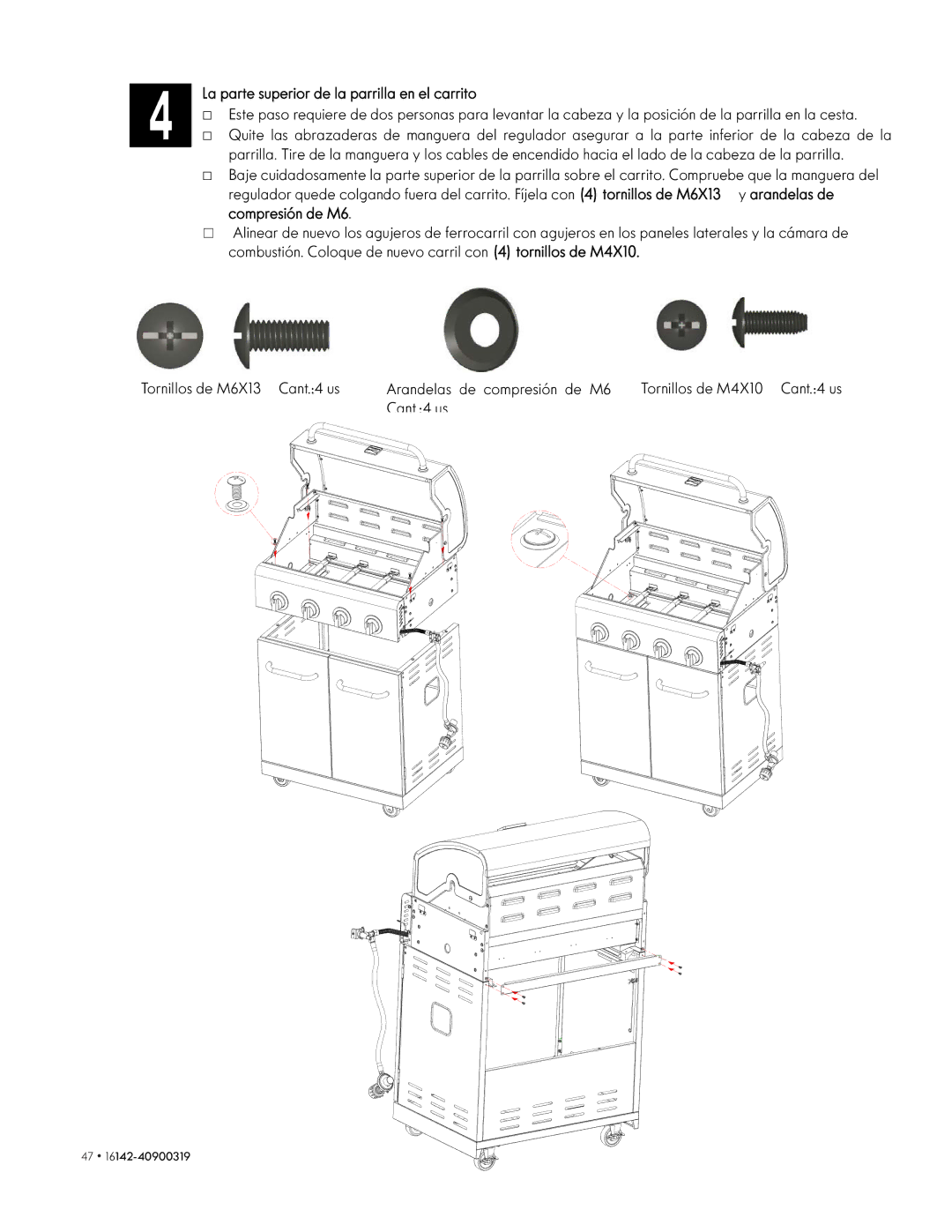 Kenmore 146.1614221 manual La parte superior de la parrilla en el carrito, Cant4 us 