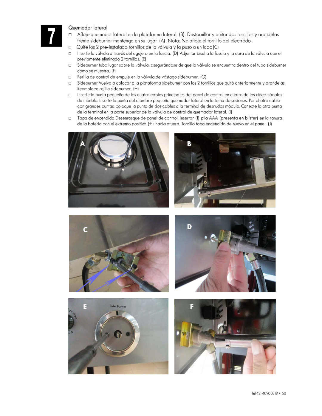 Kenmore 146.1614221 manual Quemador lateral 