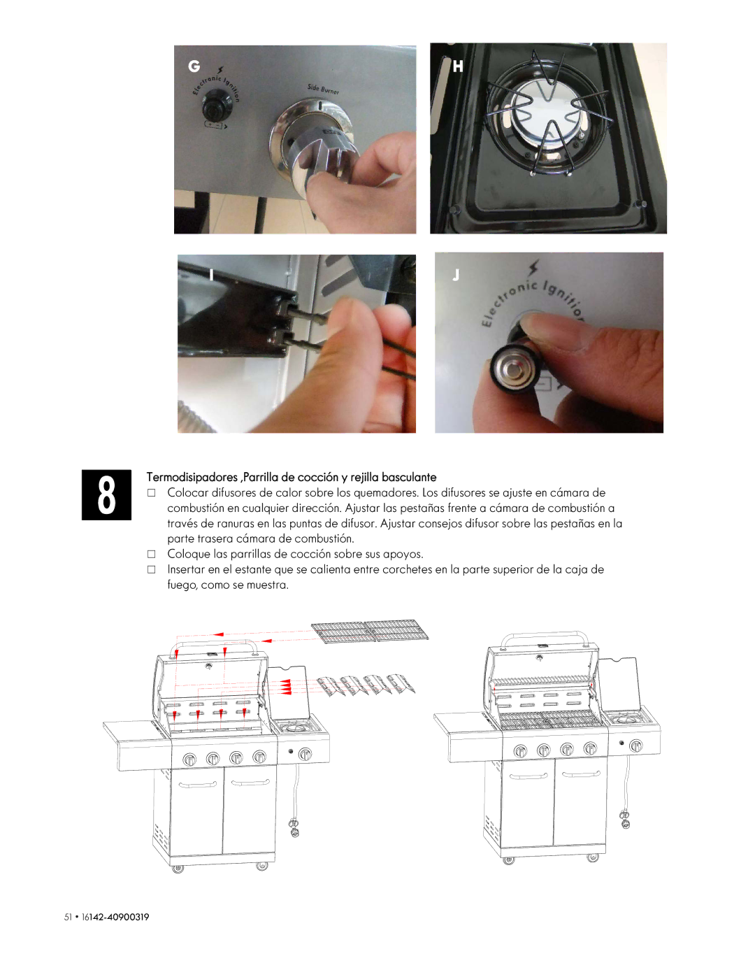 Kenmore 146.1614221 manual Termodisipadores ,Parrilla de cocción y rejilla basculante 