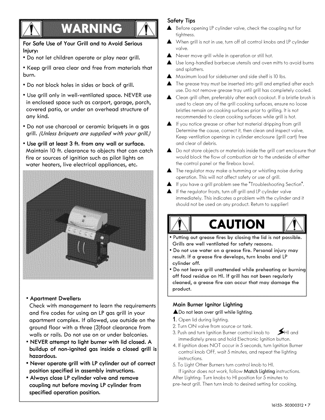 Kenmore 146.1615311 manual Keep grill area clear and free from materials that burn 