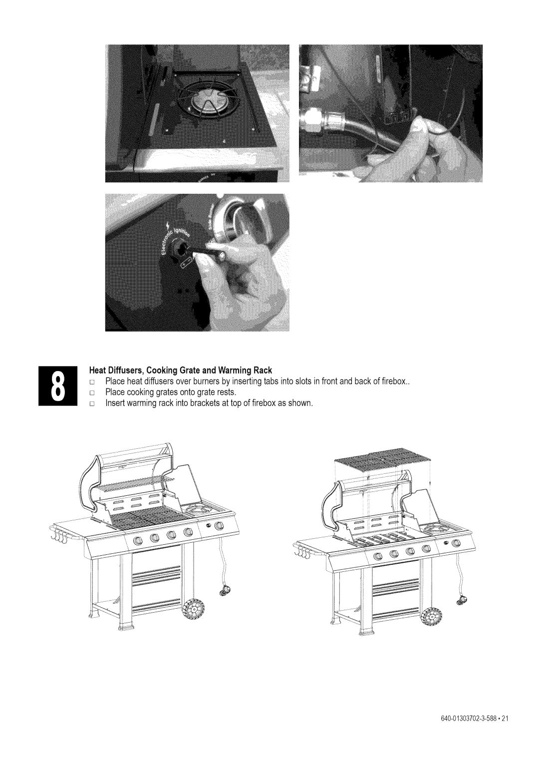 Kenmore 146.1622201 manual HeatDiffusers, Cooking Grate and Warming Rack 