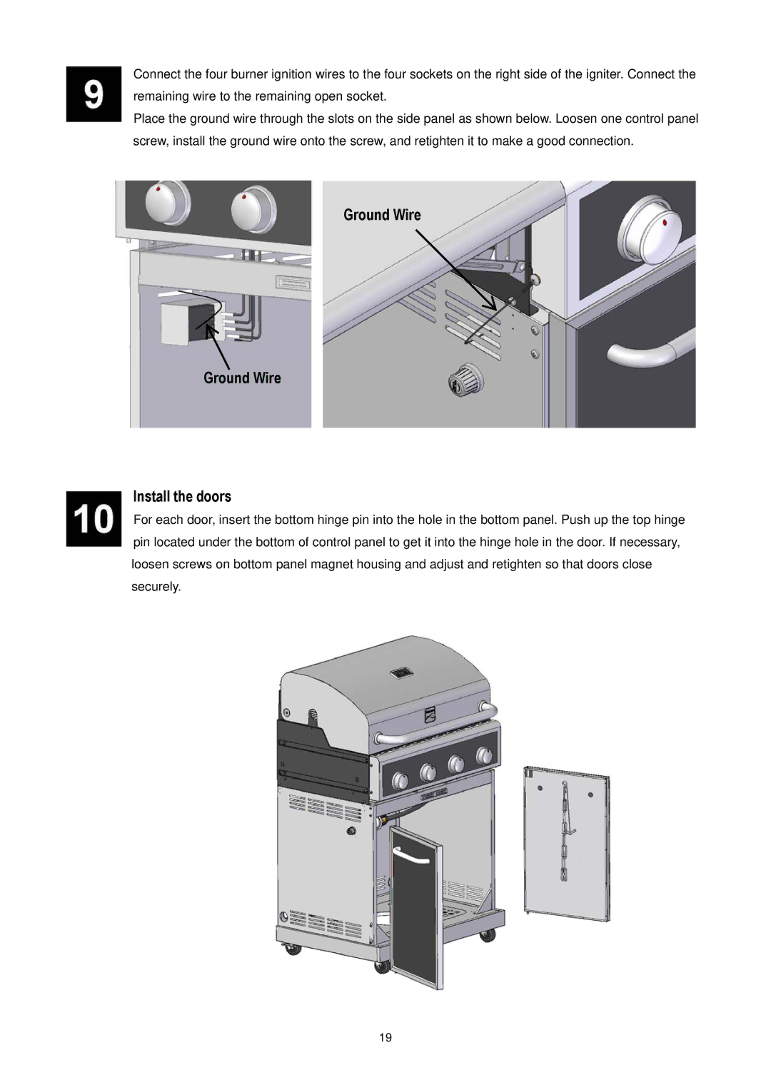 Kenmore 148.1615421 manual Ground Wire Install the doors 