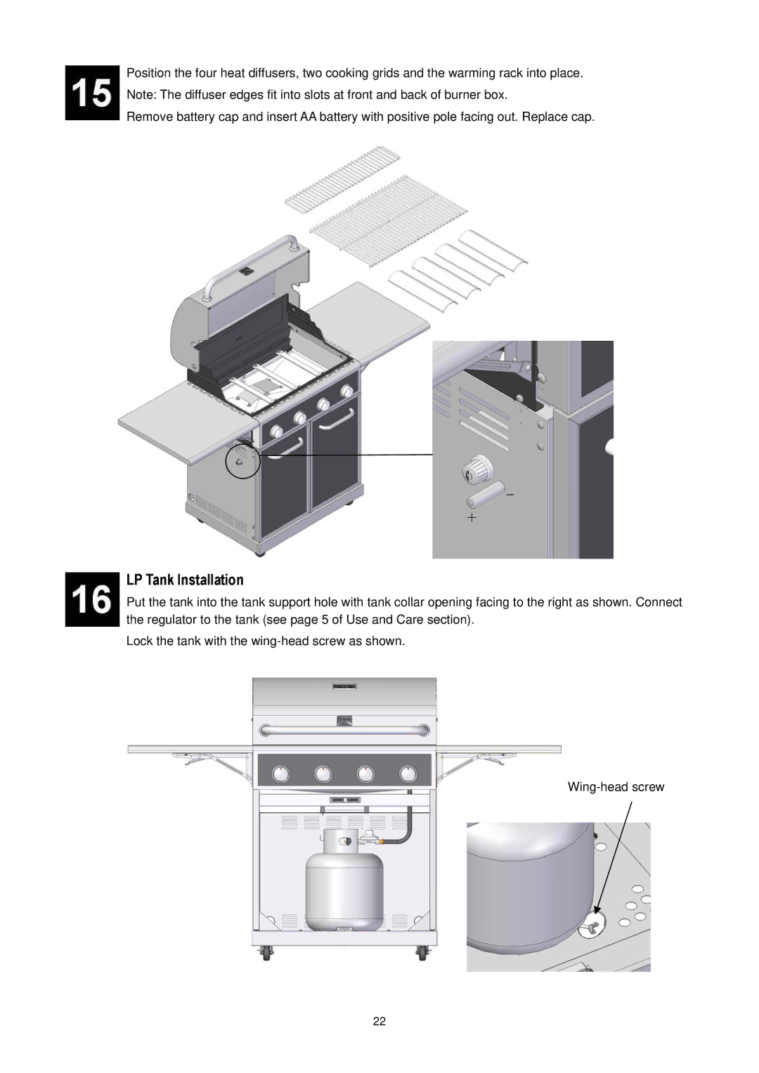 Kenmore 148.1615421 manual LP Tank Installation 