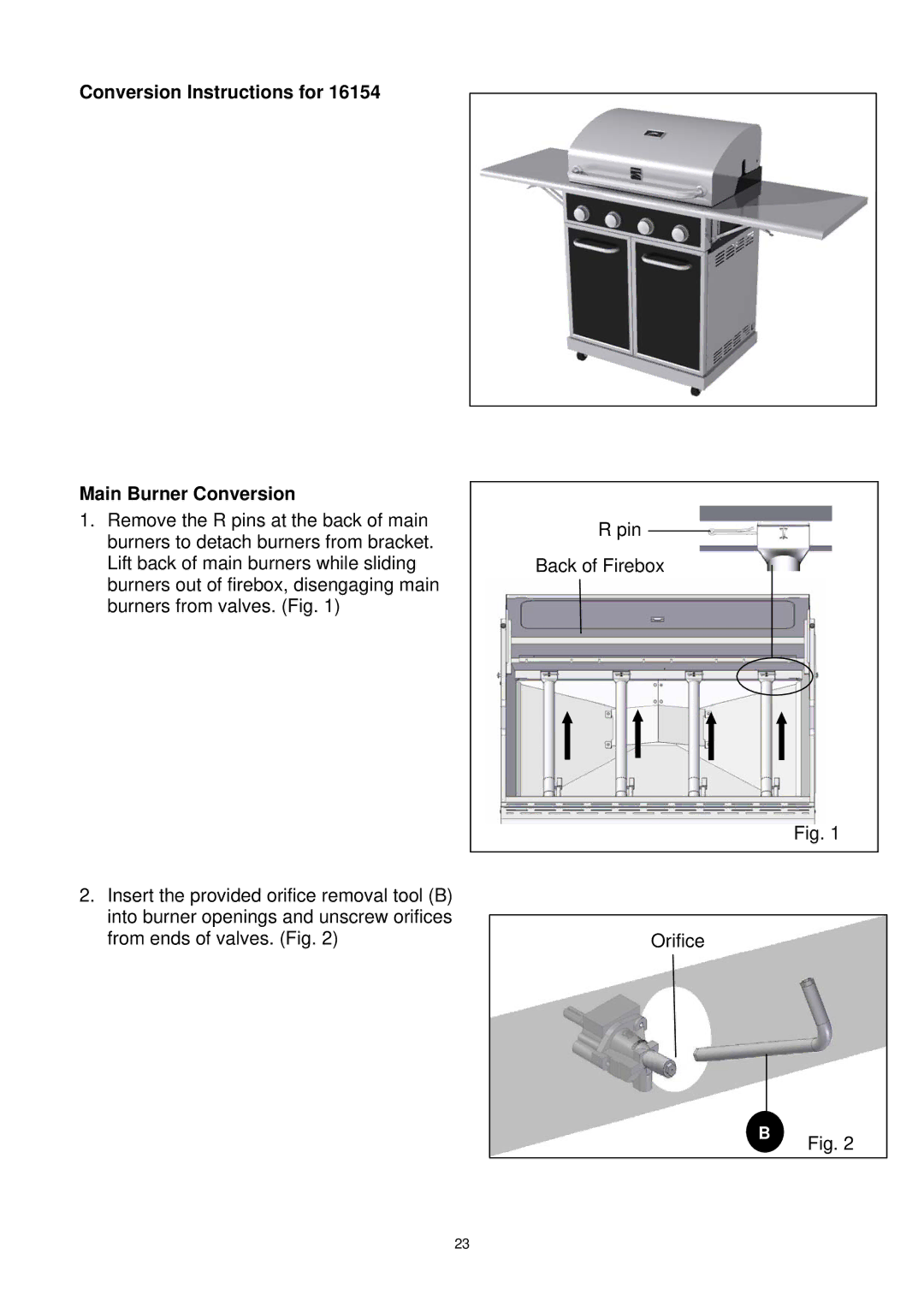 Kenmore 148.1615421 manual Conversion Instructions for Main Burner Conversion 