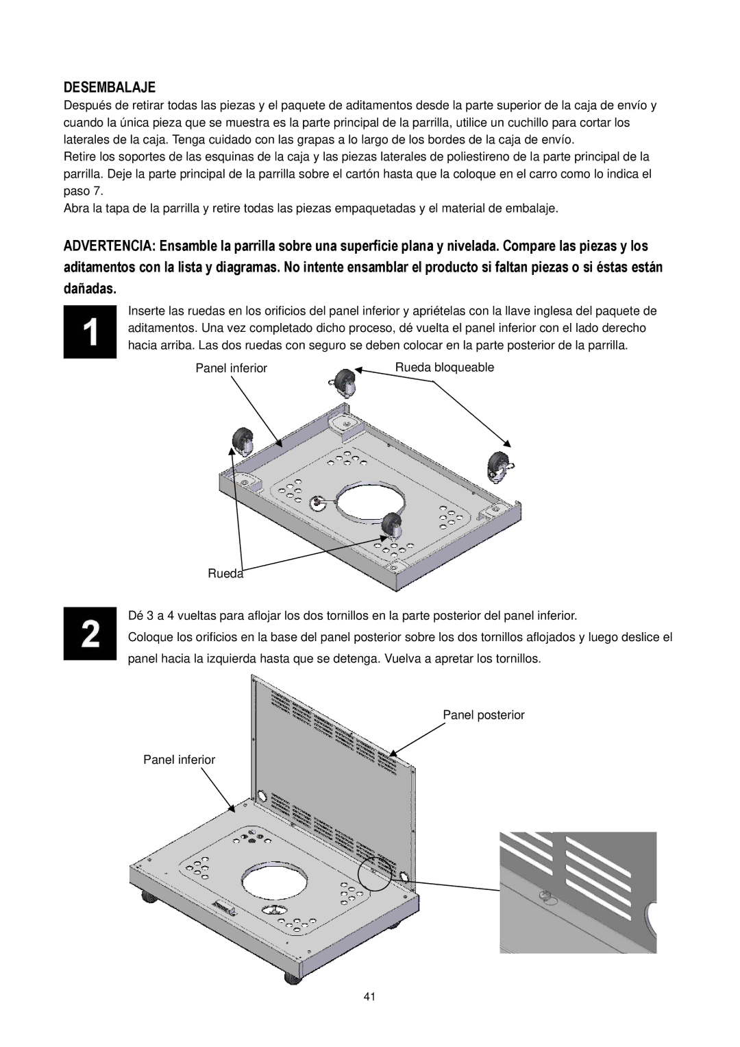 Kenmore 148.1615421 manual Desembalaje 