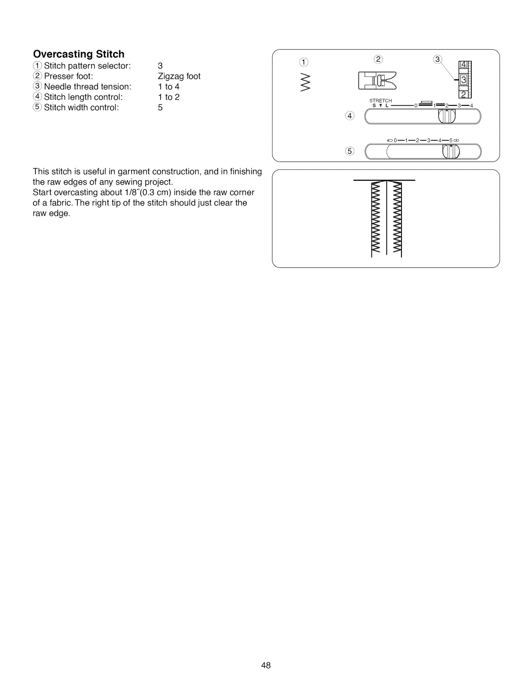 Kenmore 385.1 521 2, 15218, 15616, 15718 owner manual Overcasting Stitch 