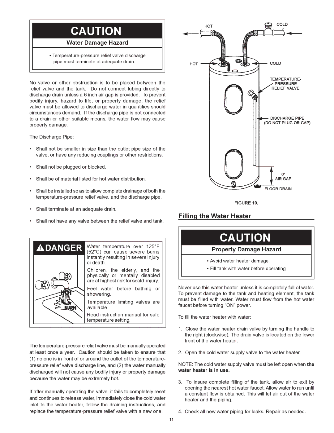 Kenmore 153 owner manual Filling the Water Heater 