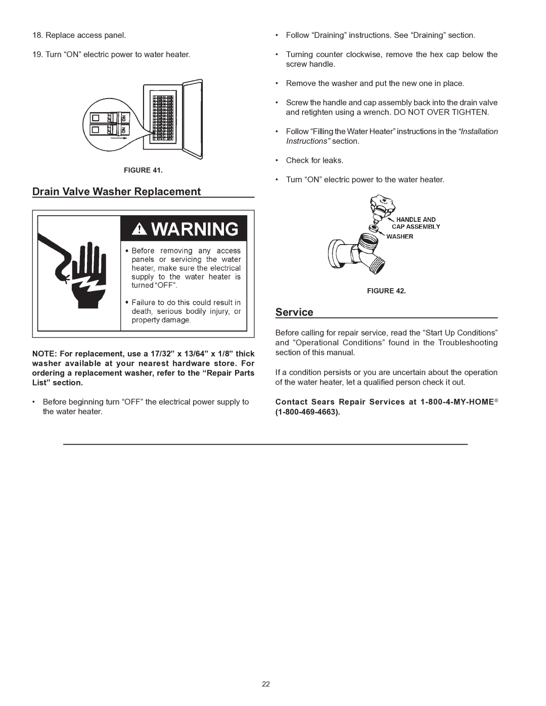 Kenmore 153 owner manual Drain Valve Washer Replacement, Service 