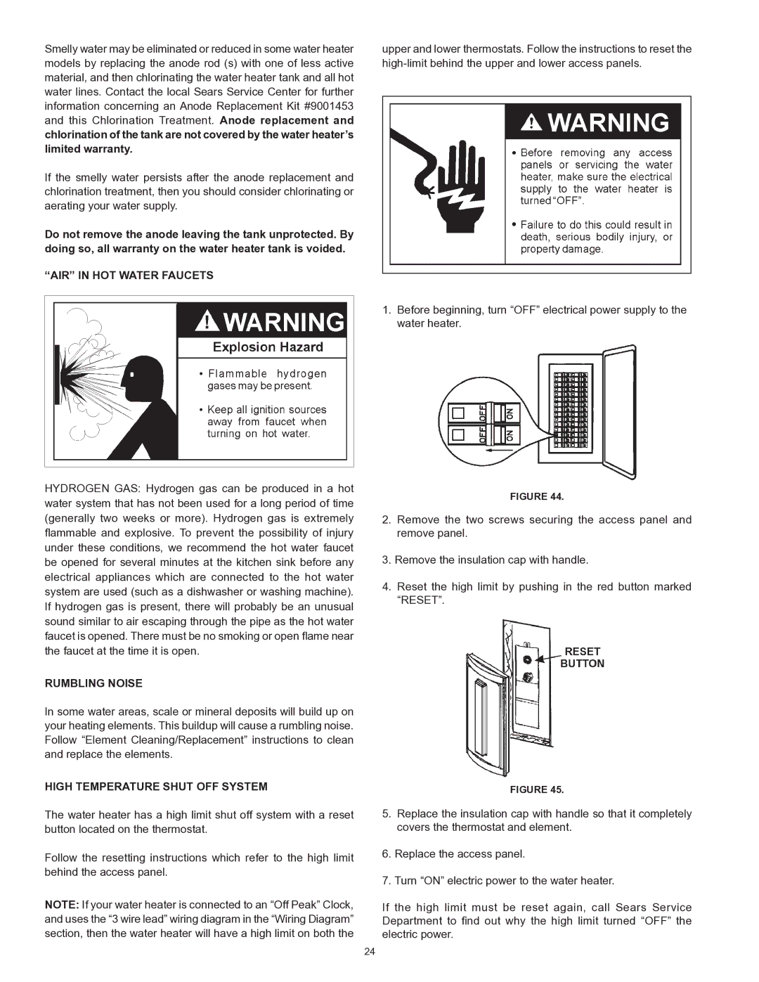 Kenmore 153 owner manual AIR in HOT Water Faucets 