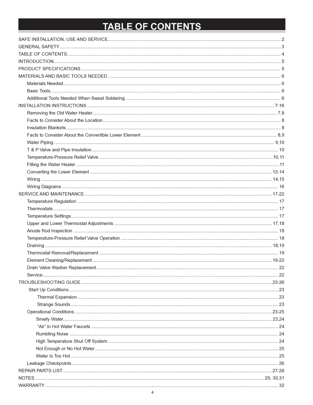 Kenmore 153 owner manual Table of Contents 