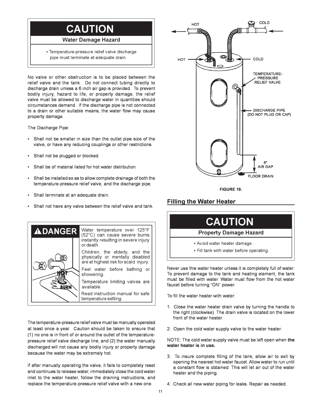 Kenmore 153 owner manual Filling the Water Heater 