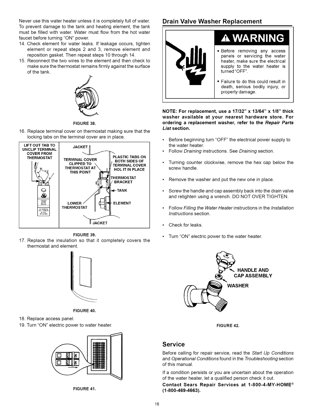 Kenmore 153.31242 manual Drain Valve Washer Replacement, Contact Sears Repair Services at 1-800-4-MY-HOME 