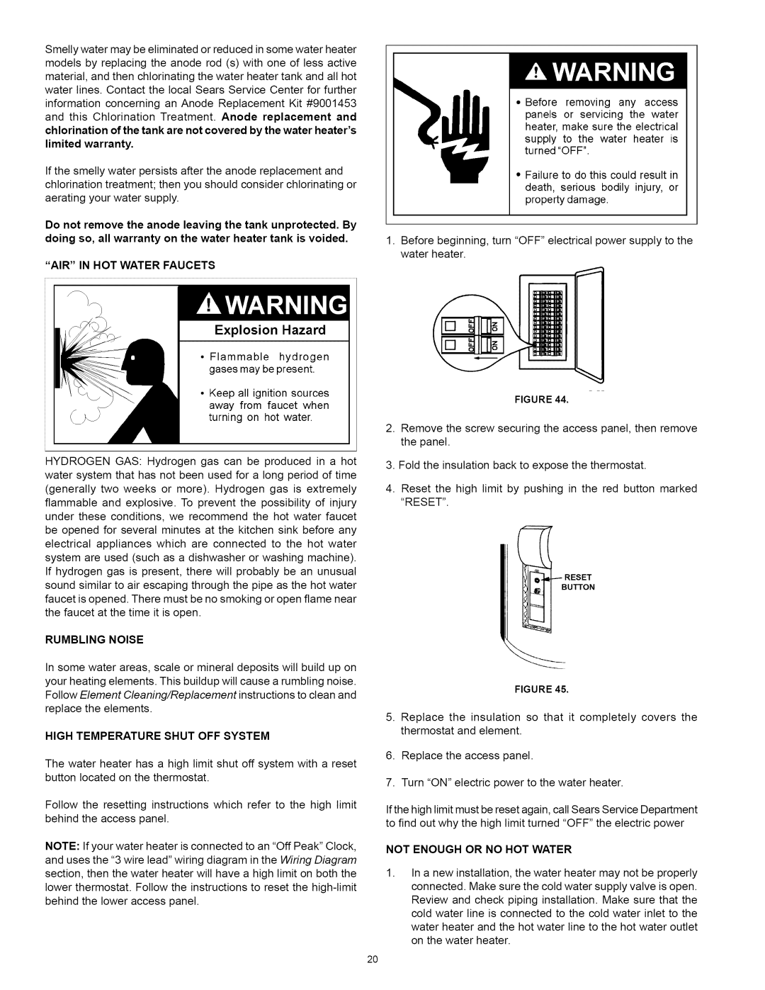 Kenmore 153.31242 manual AIR in HOT Water Faucets 