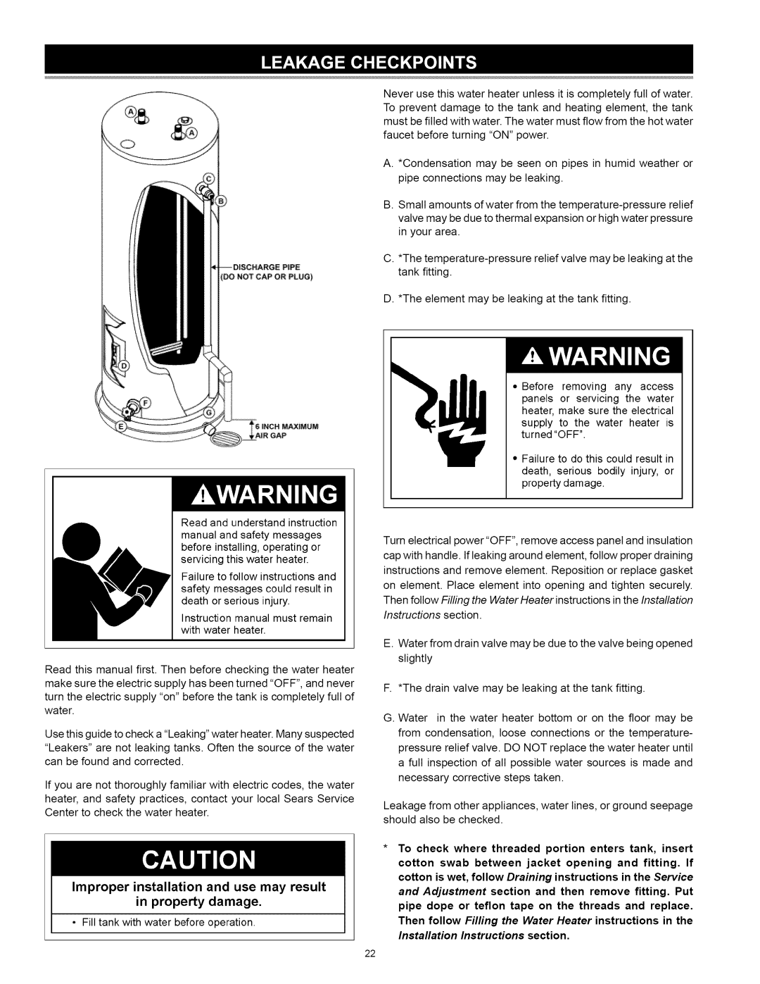 Kenmore 153.31242 manual Improper installation and use may result in property damage 