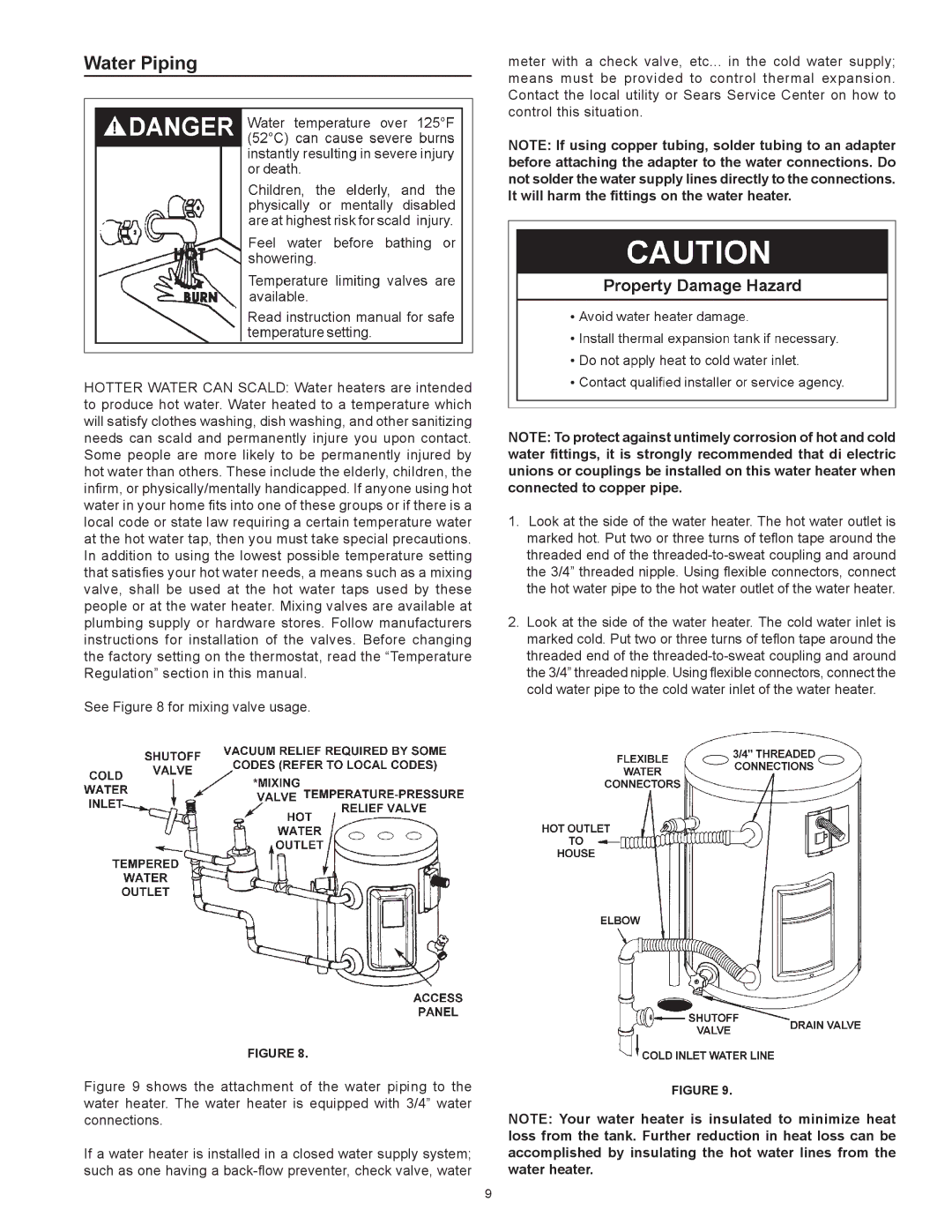 Kenmore 153.31604 owner manual Water Piping 