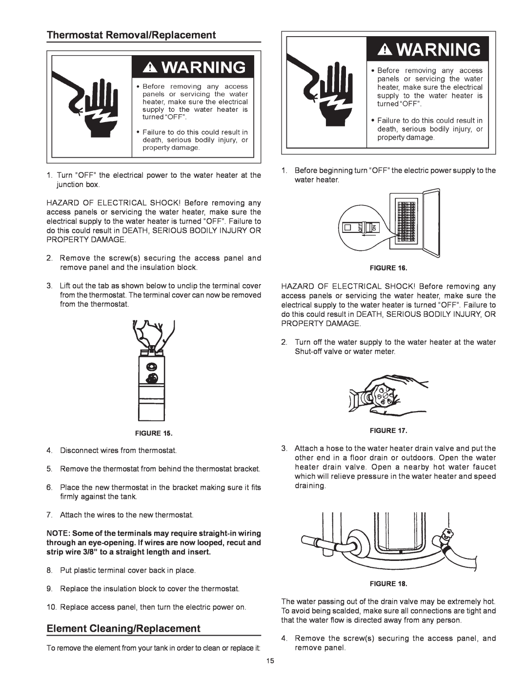 Kenmore 153.31604 owner manual Thermostat Removal/Replacement, Element Cleaning/Replacement 