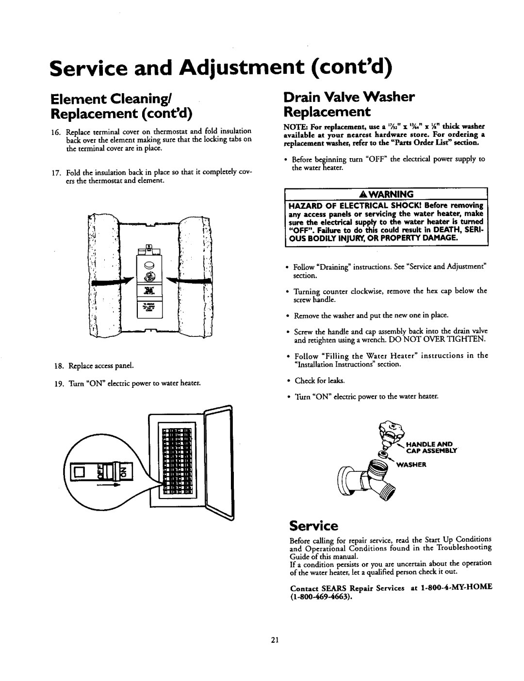 Kenmore 153.327240HT, 153.31624, 153.31614, 153.31206 owner manual Drain Valve Washer Replacement, Service 