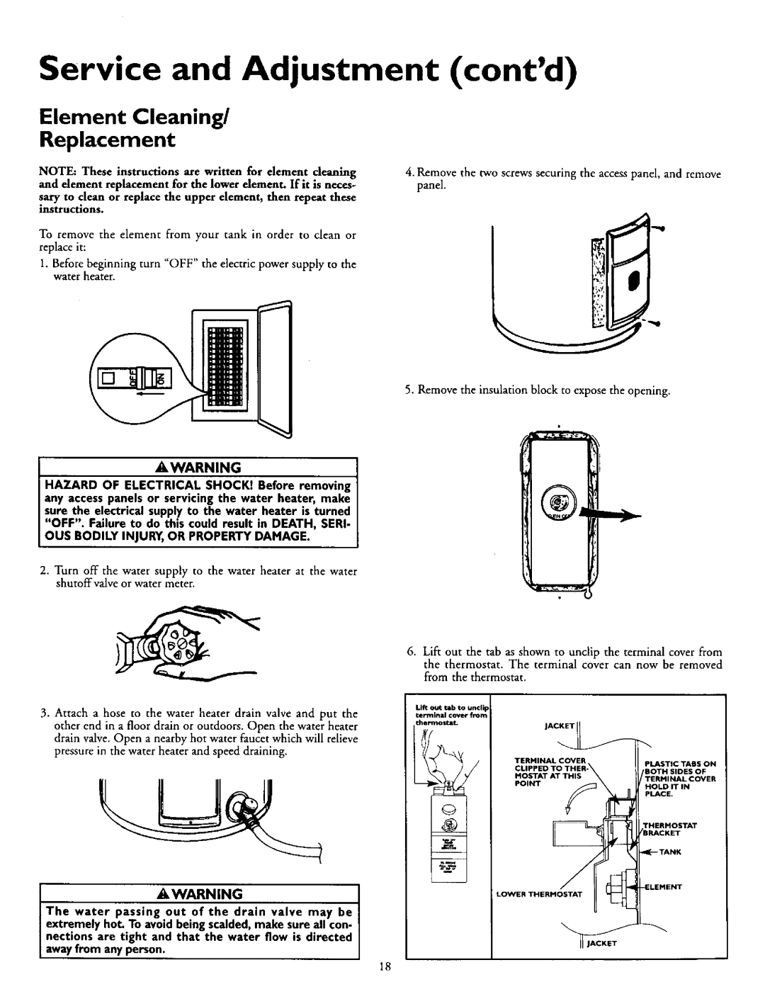 Kenmore 153.316355, 153.316554, 153.316555, 153.316455, 153.316754 Service and Adjustment contd, Element Cleaning Replacement 