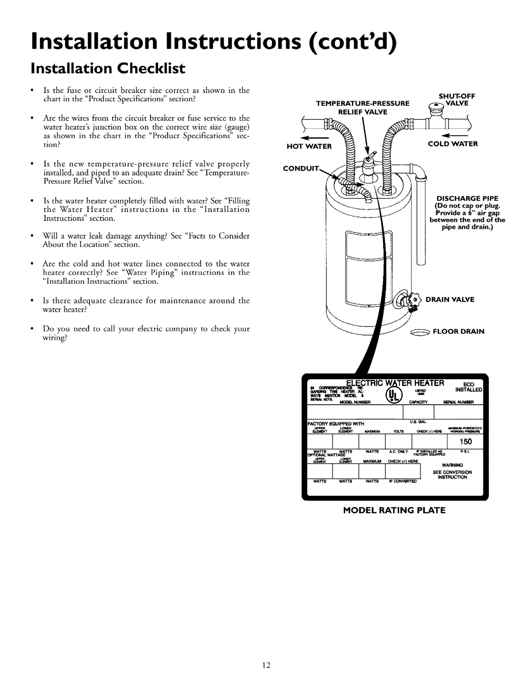 Kenmore 153.31702 owner manual Installation Checklist, Tion? 