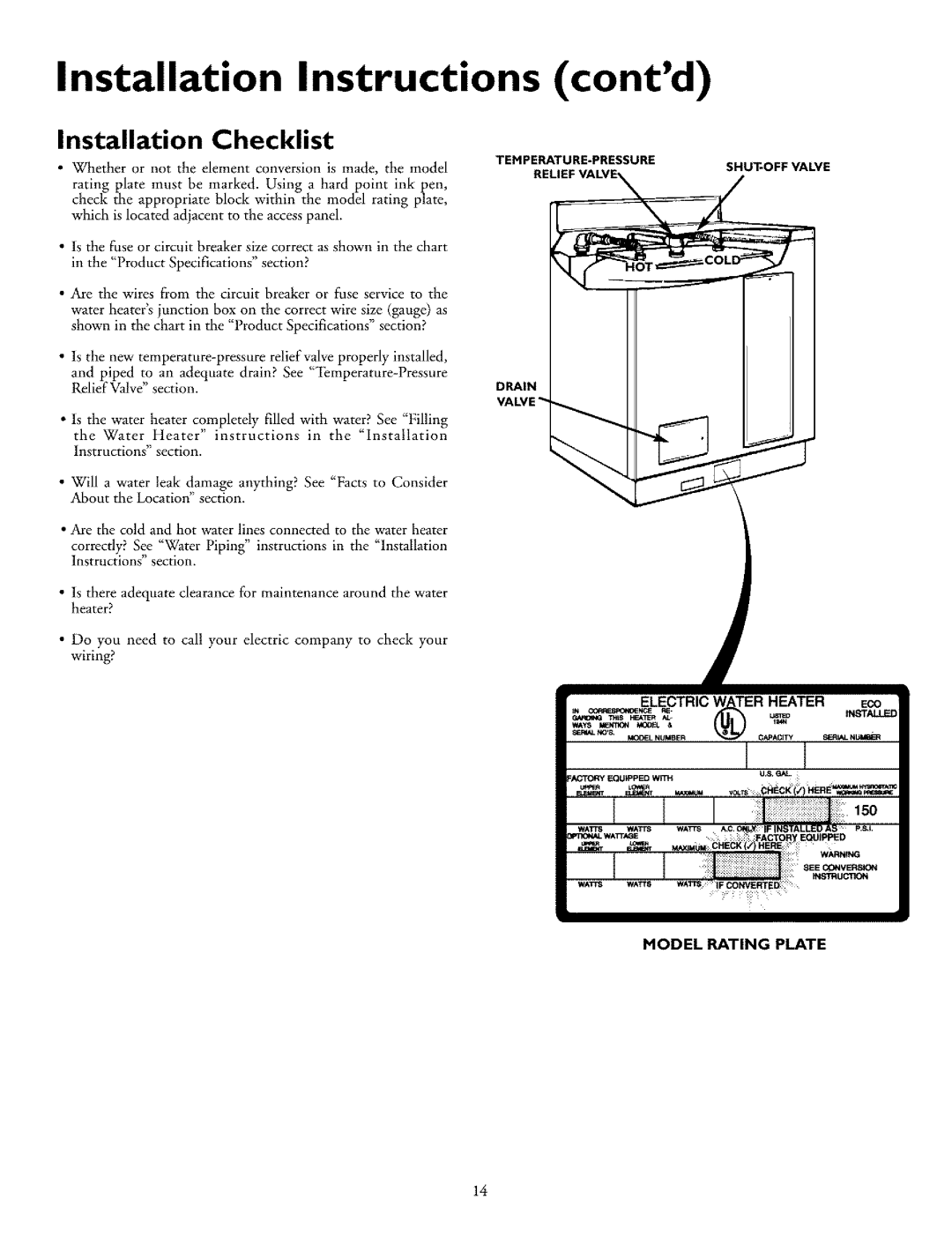 Kenmore 153.318131, 153.318031 owner manual Installation Checklist 