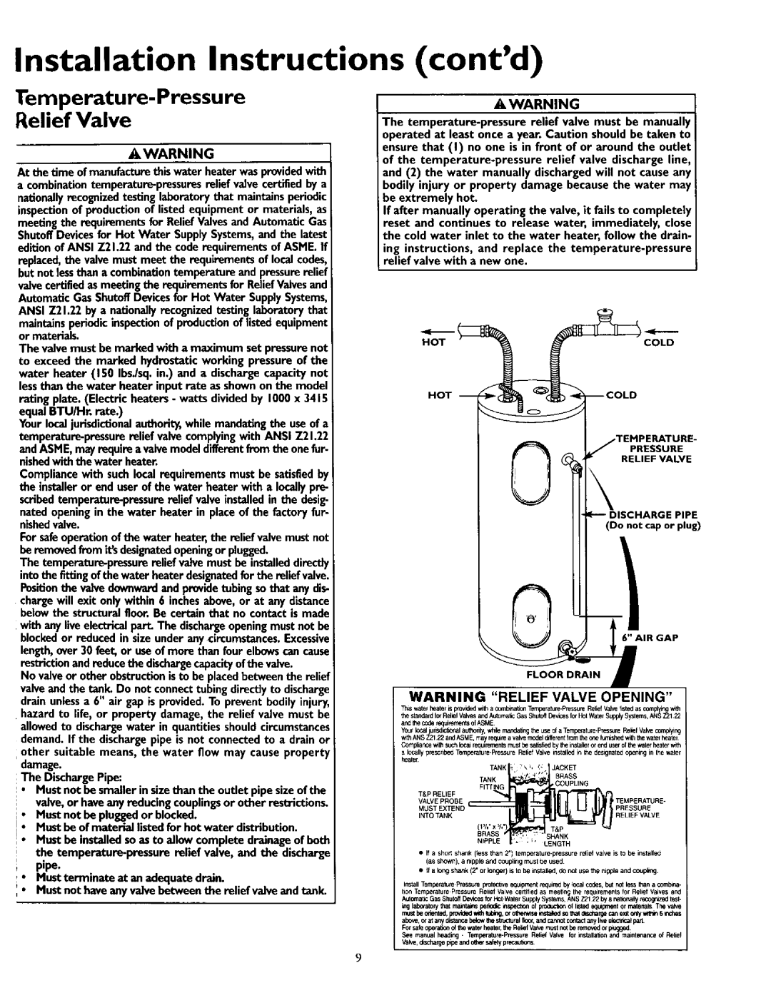 Kenmore 153.320493 HT, 153.320492 HT, 153.320893 HT, 153.320892 HT, 153.320592 HT Temperature-Pressure, Relief Valve 