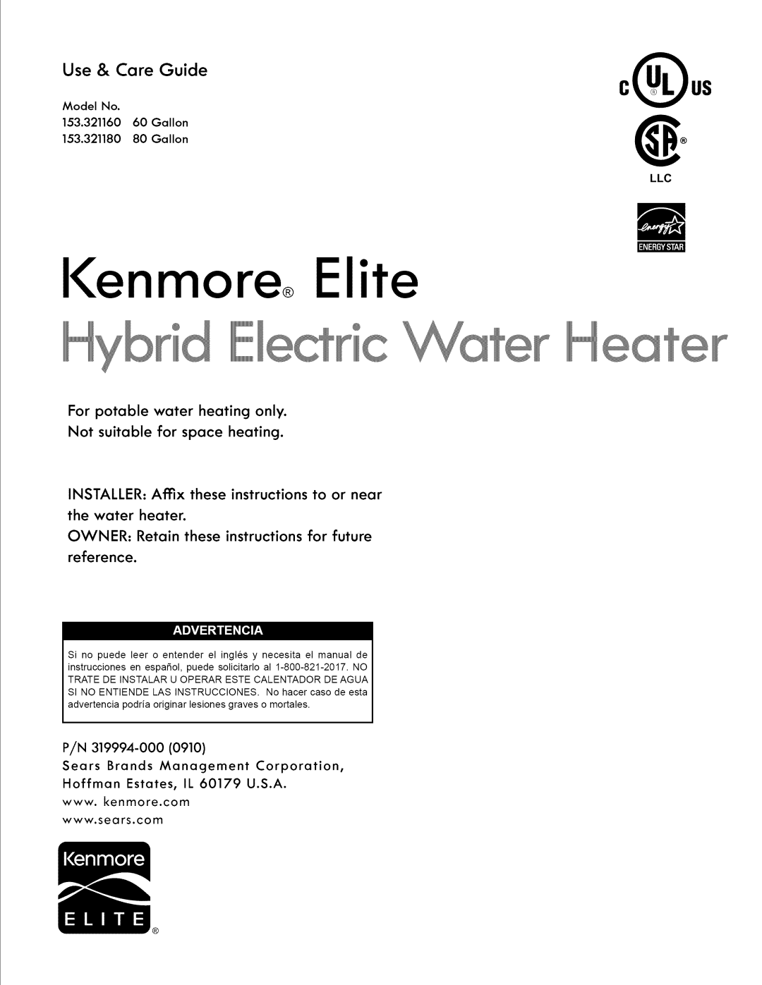 Kenmore 153.32116, 153.32118 manual Ienmore Elite 