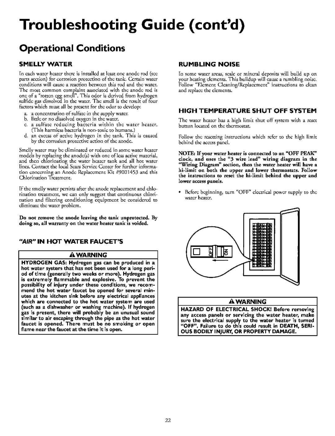 Kenmore 153.321441, 153.321541, 153.321841, 153.321341, 153.321641 owner manual Troubleshooting Guide contd 