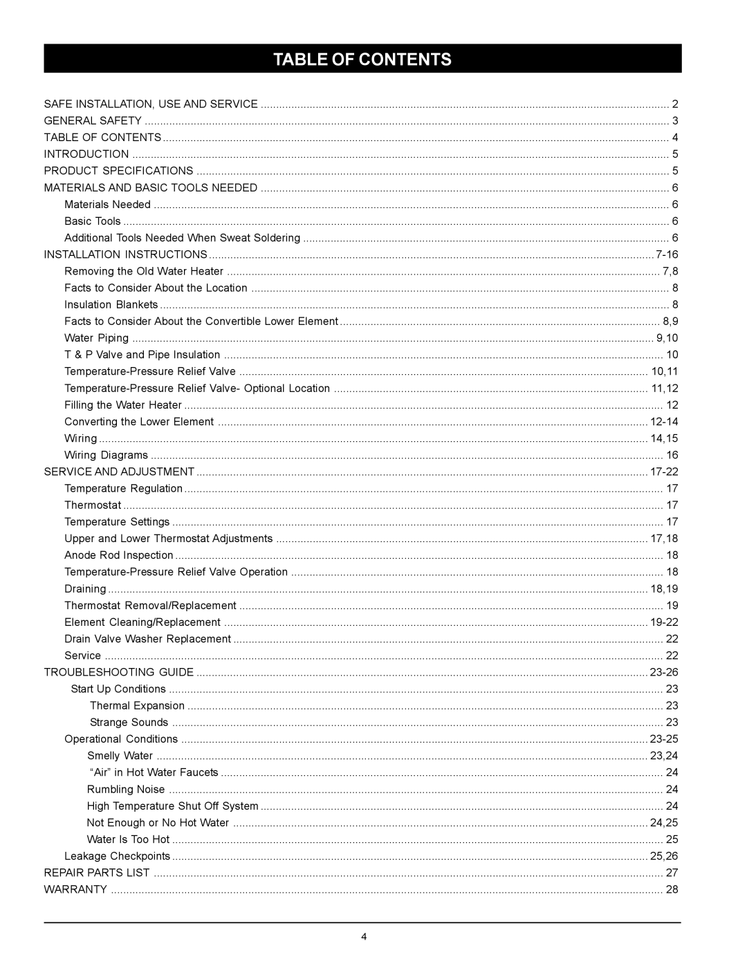 Kenmore 153.326265, 153.326264, 153.326163, 153.326162 owner manual Table of Contents 