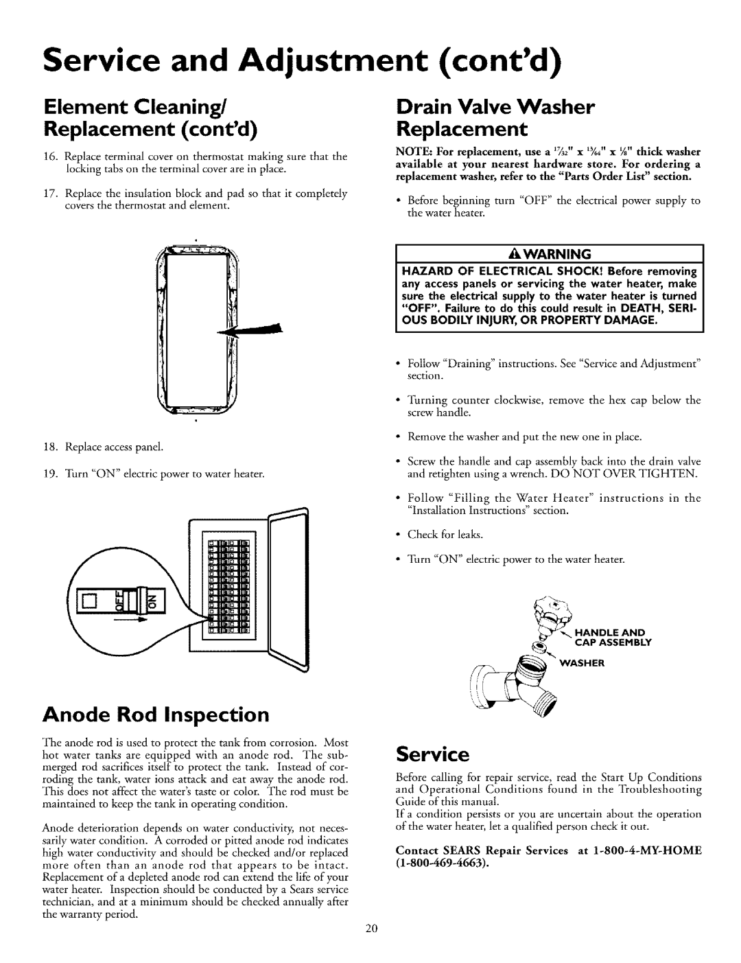 Kenmore 153.326661, 153.326761, 153.326561, 153.32686 Drain Valve Washer Replacement, Anode Rod Inspection, Service 