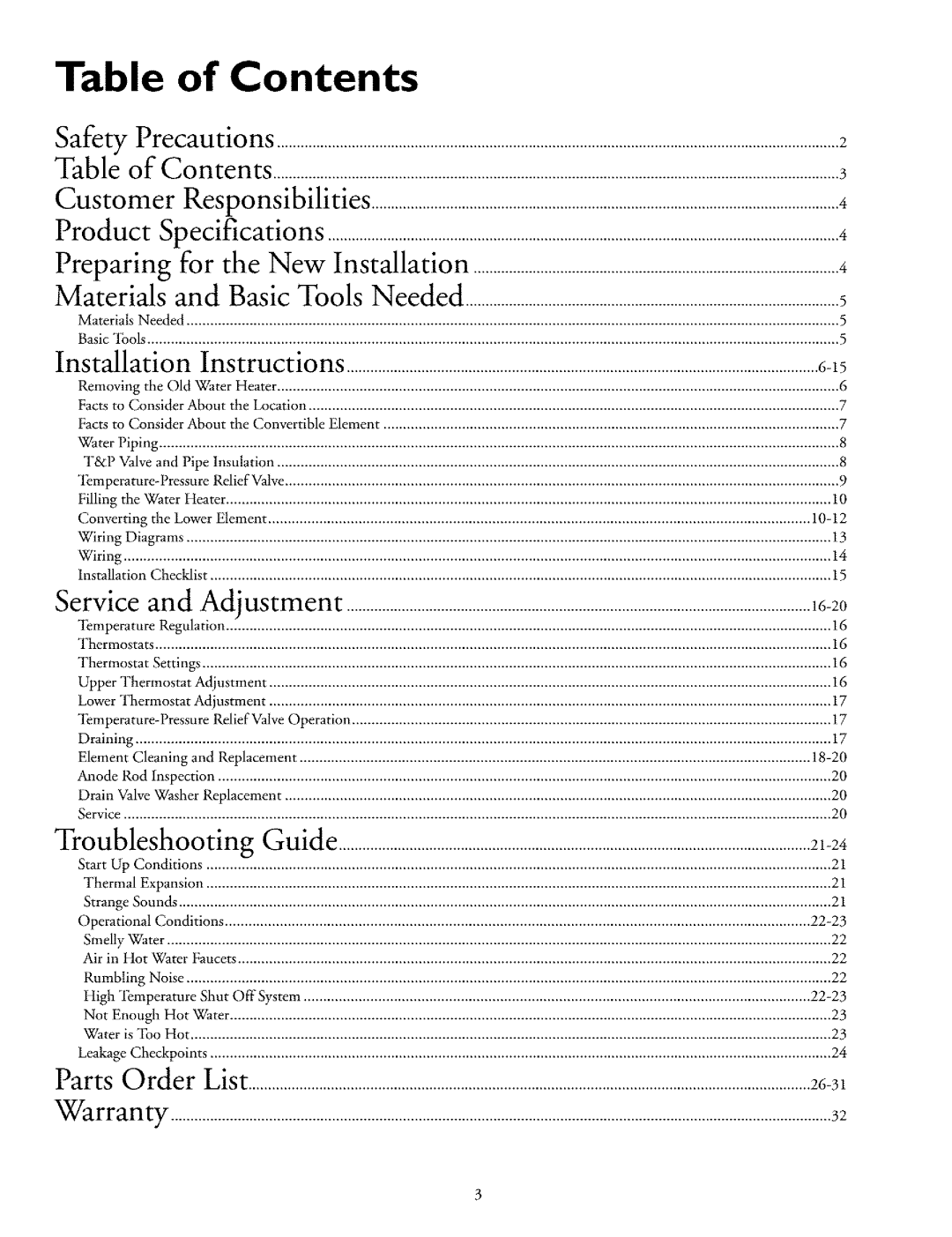 Kenmore 153.326361, 153.326761, 153.326561, 153.326461, 153.326661, 153.326861 owner manual Contents 