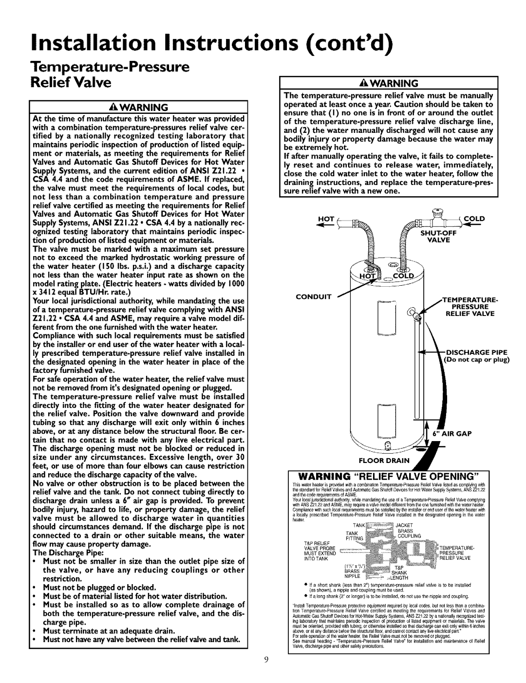 Kenmore 153.326761, 153.326561, 153.326361, 153.326461, 153.326661, 153.326861 Temperature-Pressure Relief Valve 