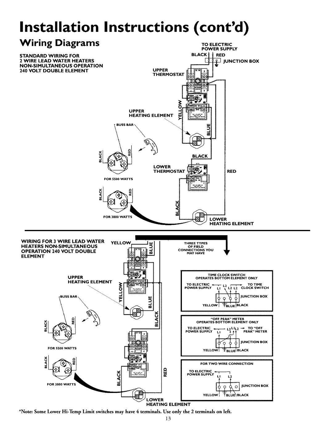 Kenmore 153.326561, 153.326761, 153.32686, 153.326361, 153.326461, 153.326661 Installation Instructions contd, Wiring Diagrams 
