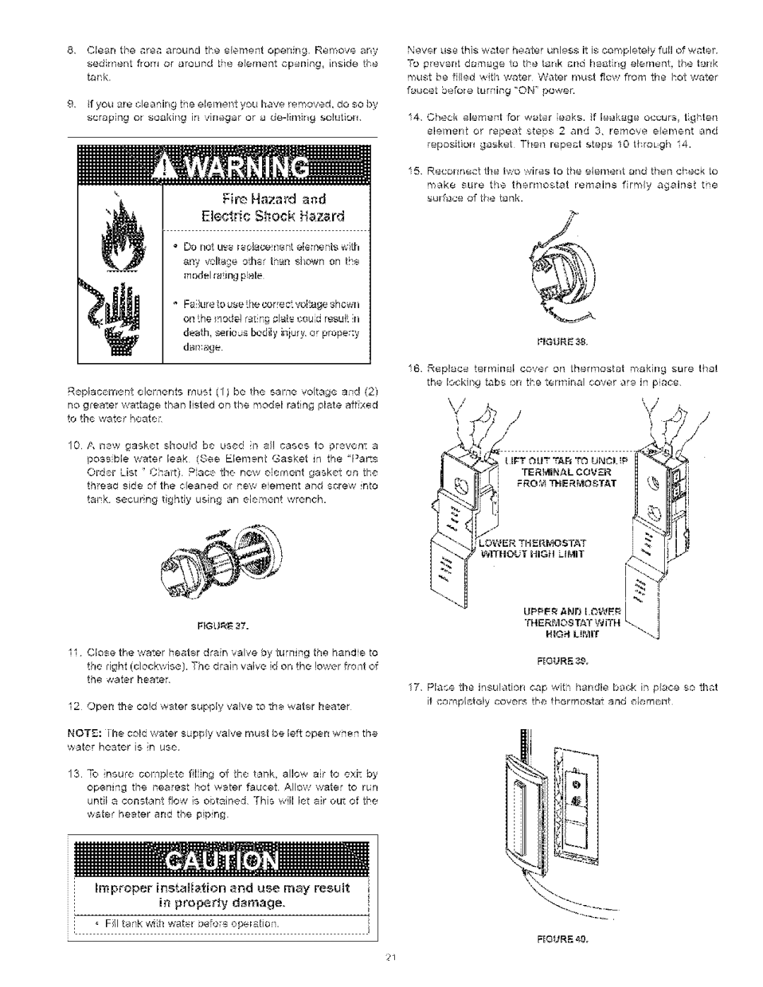 Kenmore 153.329461 Fire Hazard Electric Shock Hazard, Improper installation and use may result Property damage 