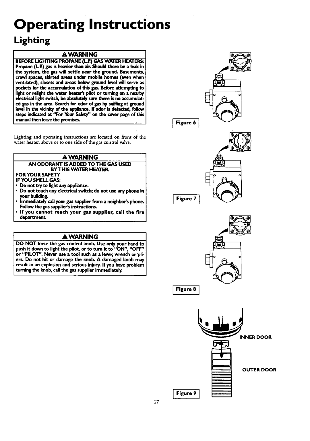 Kenmore 153.330401 owner manual Operating Instructions, Lighting, Beforelighting PROPANEL.RGAS Water Heaters 