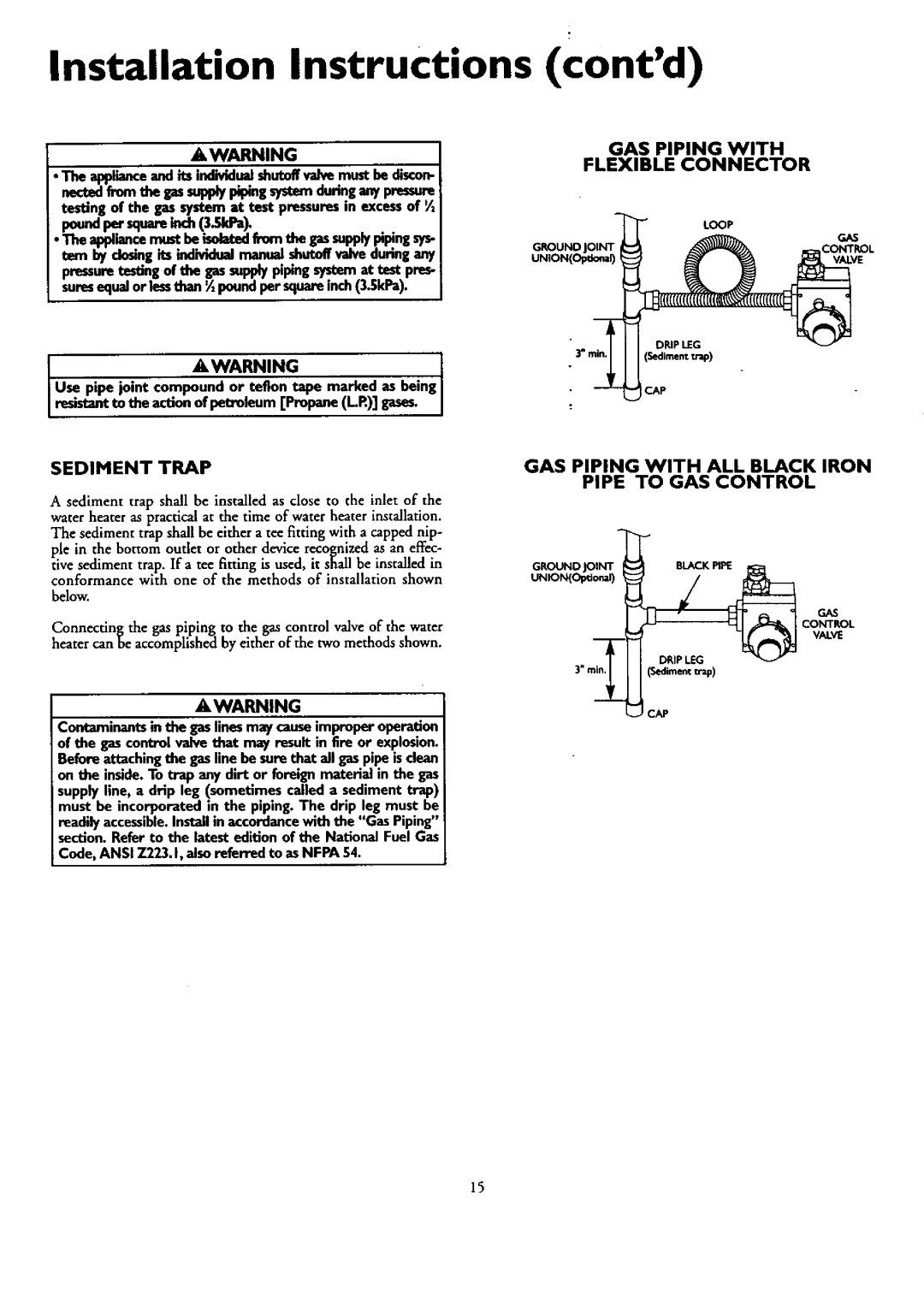 Kenmore 153.330401 owner manual Installation Instructions, contd, Awarning 