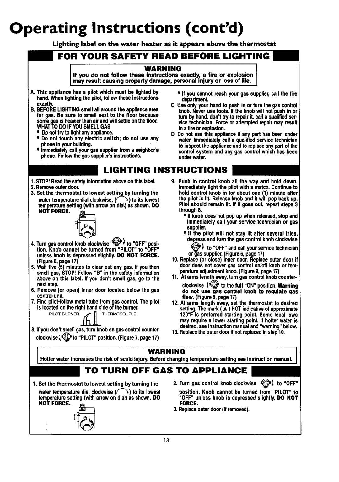 Kenmore 153.330401 owner manual Operating Instructions contd, For Your Safety Read Before Lighting, Lighting Instructions 