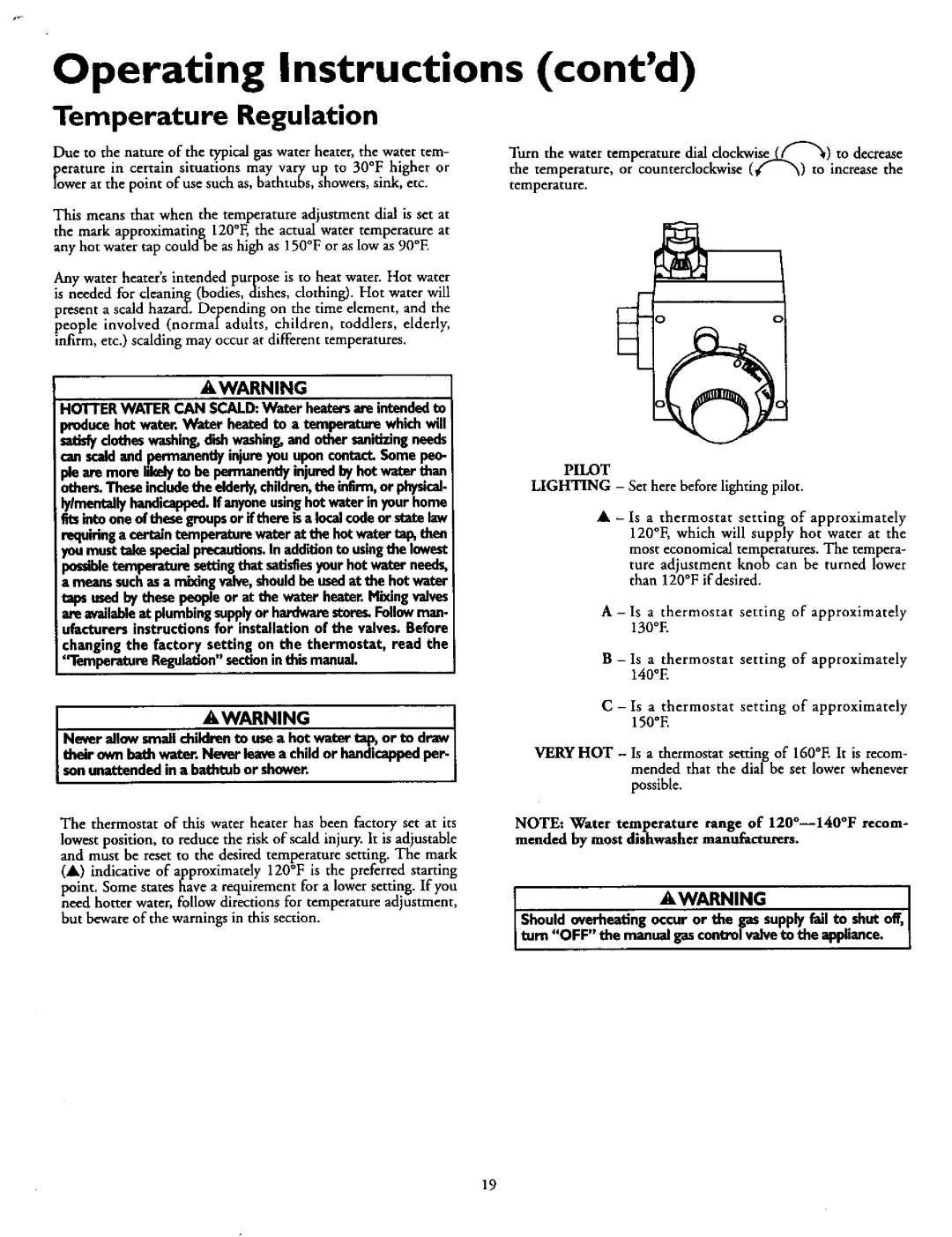 Kenmore 153.330501, 153.330451, 153.330751, 153.3304OI, 153.330701, 153.330551 Operating Instructions, Temperature Regulation 