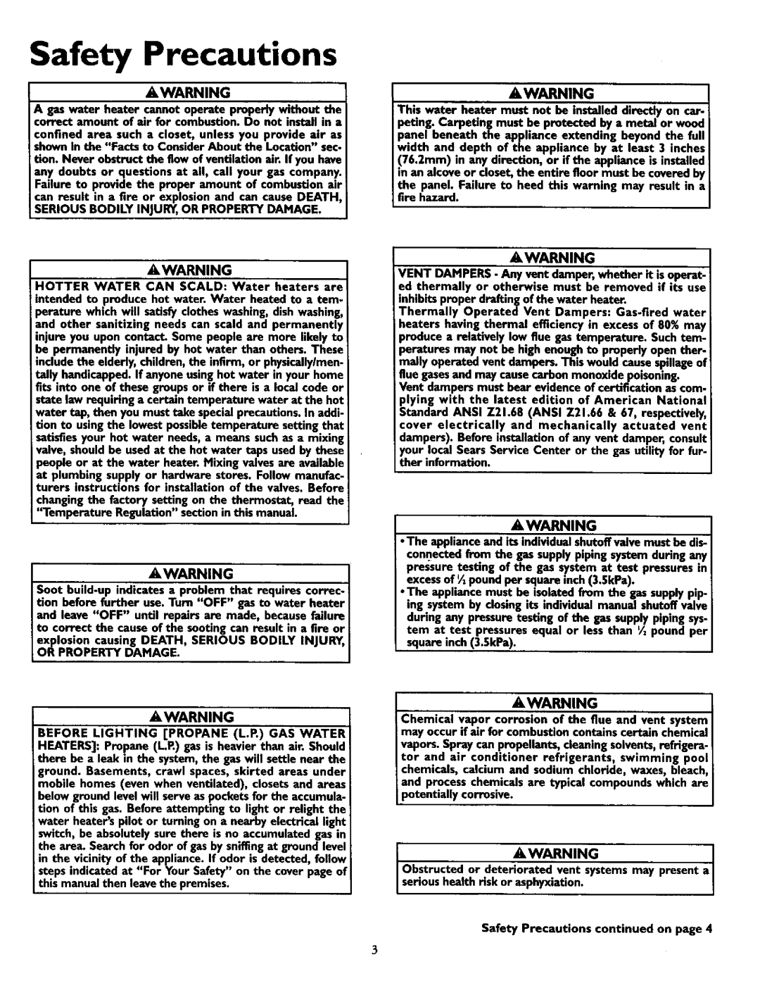 Kenmore 153.3304OI, 153.330451, 153.330501, 153.330751, 153.330701, 153.330551 owner manual Awarning 