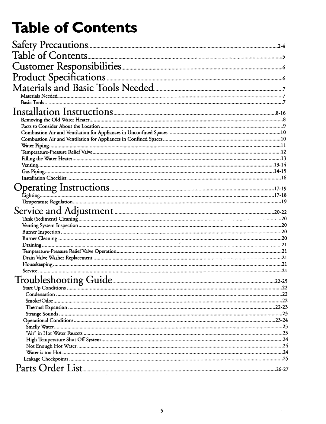 Kenmore 153.330551, 153.330451, 153.330501, 153.330751, 153.3304OI, 153.330701 owner manual Contents 