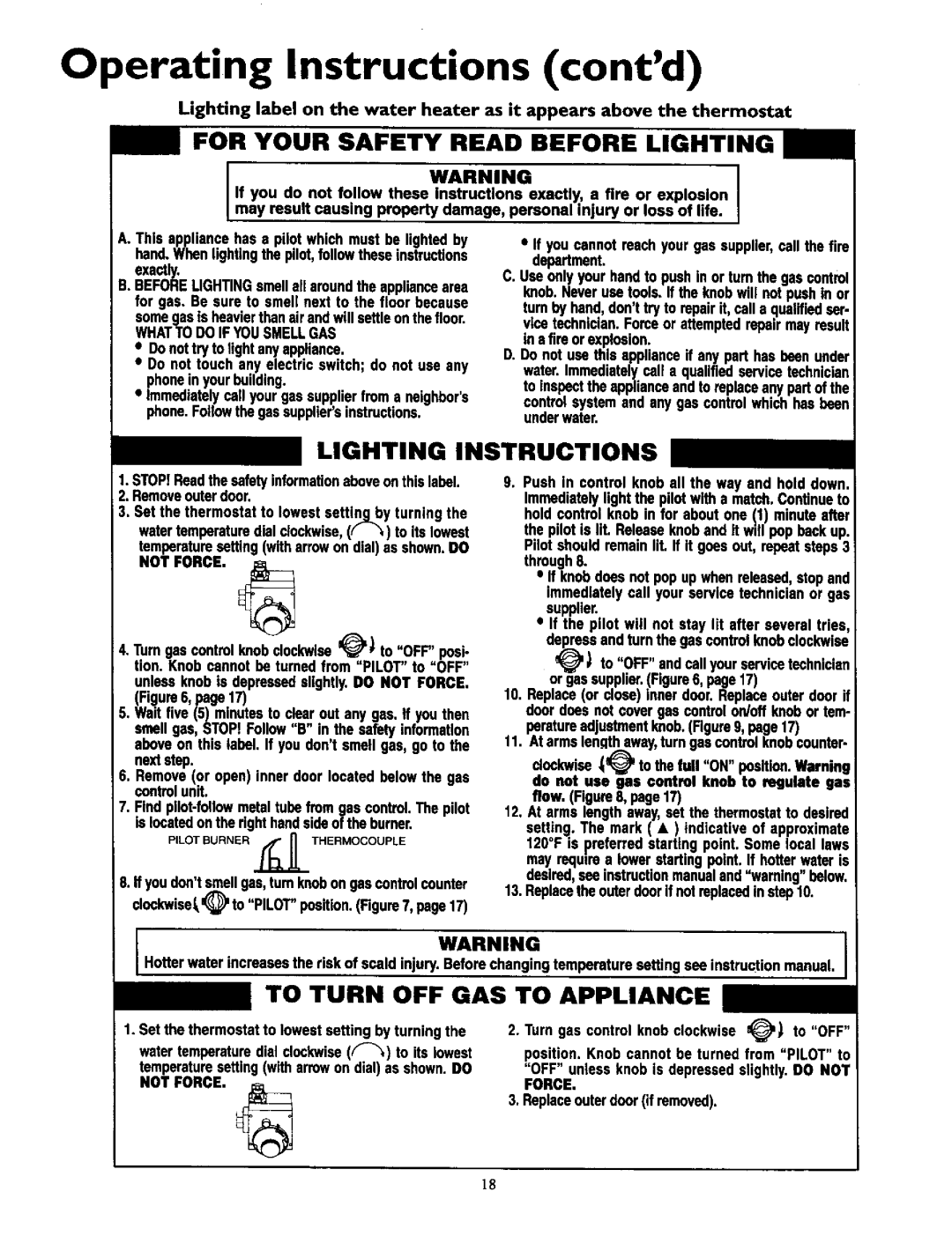 Kenmore 153.330451, 153.330501 Operating Instructions contd, For Your Safety Read Before Lighting, Lighting Instructions 