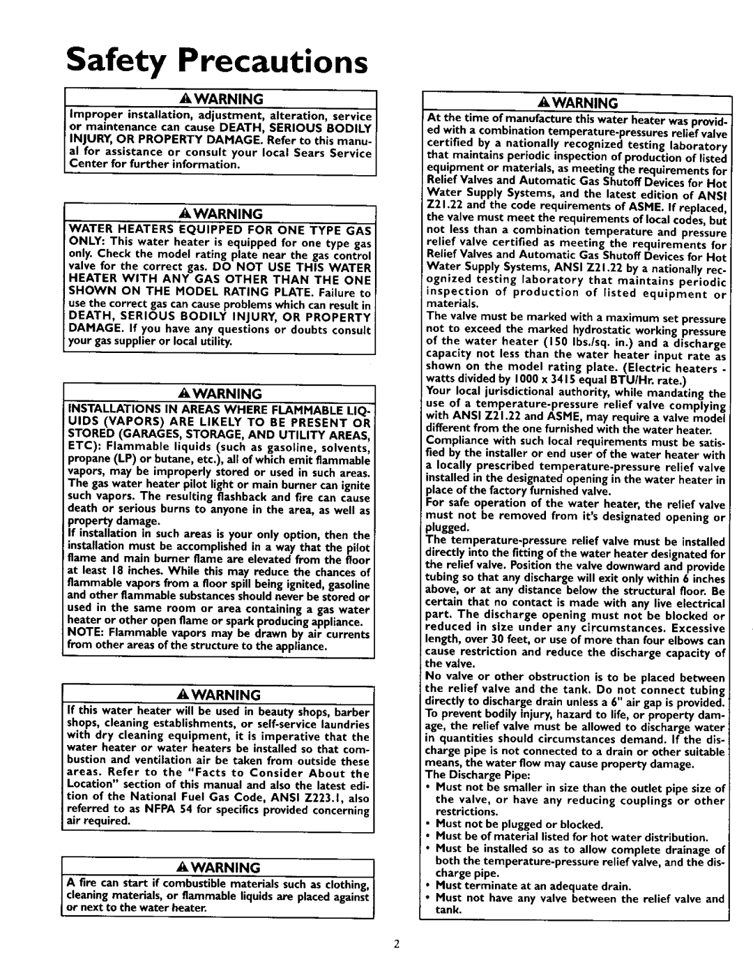 Kenmore 153.330552, 153.330502, 153.330752, 153.330402, 153.330702 owner manual Safety Precautions, Awarning 